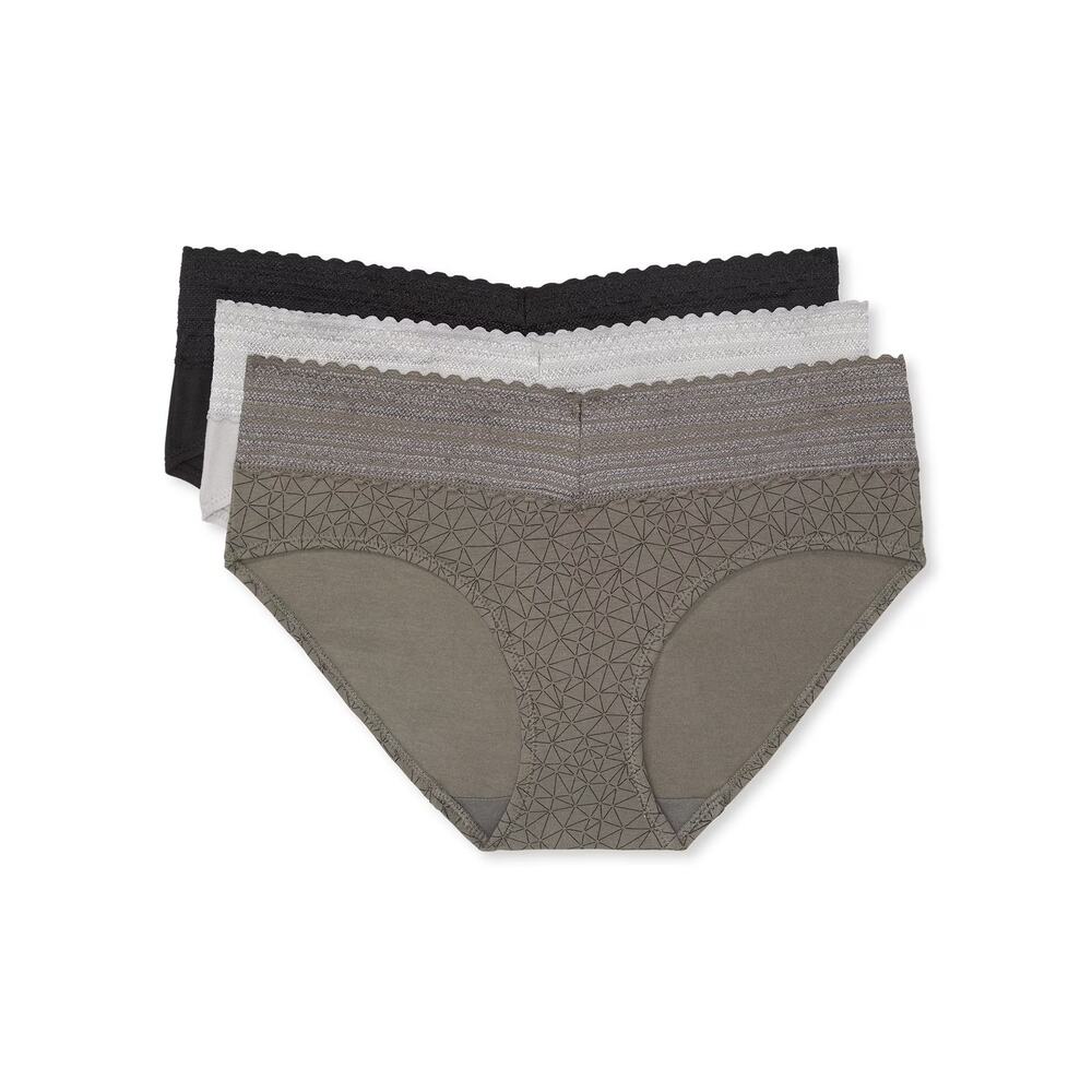 Warners Women's L 3-Pack Dig-Free Comfort Waist Lace Hipster Panties H15-25
